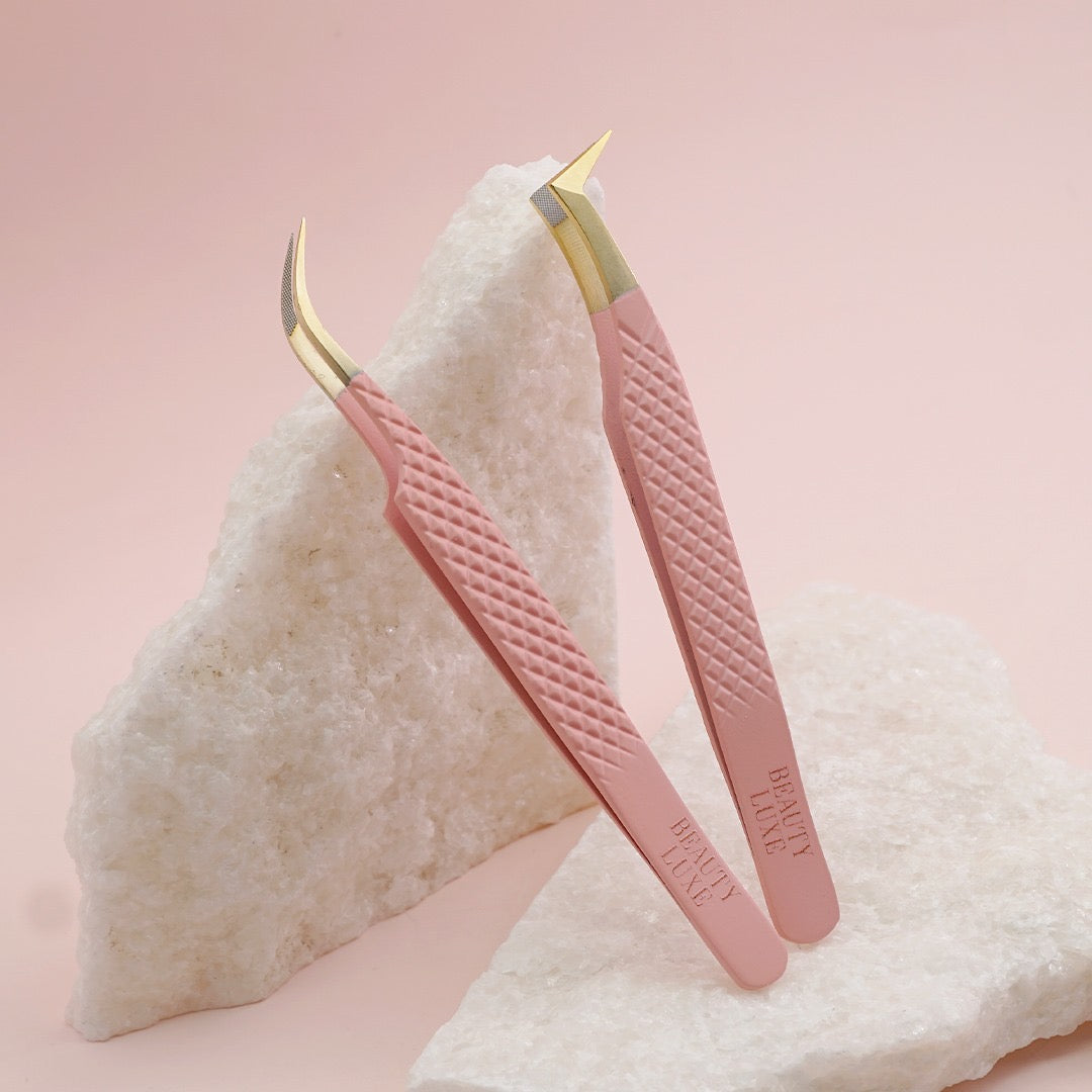 Fibre Grip Tweezer Curved - Pink